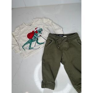 Baby Boys Oshkosh Dinosaur Holiday Top and Bottoms- 6mos